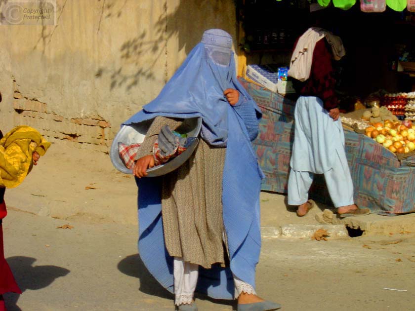 Woman in Blue Burka